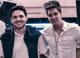 Luan Santana passa a madrugada de sábado no estúdio com o produtor Dudu Borges (23.02)