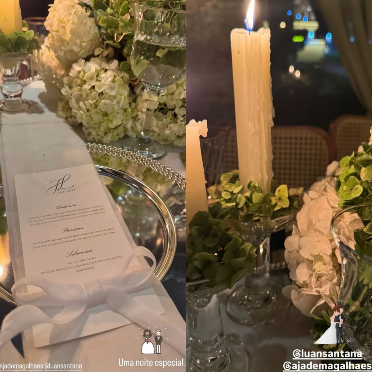 LUAN SANTANA E JADE MAGALHÃES CELEBRAM CASAMENTO COM JANTAR ÍNTIMO